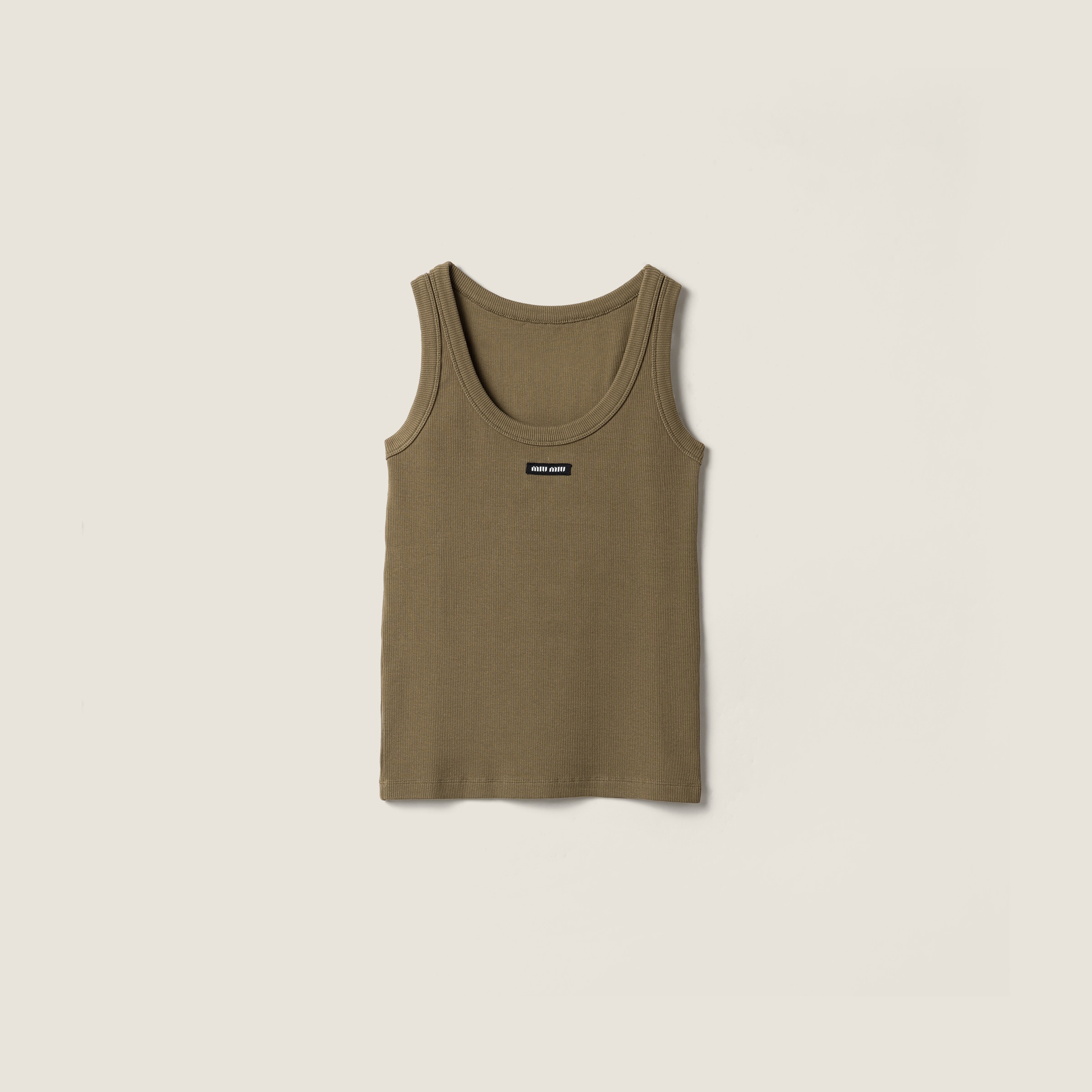 Garment-Dyed Ribbed Knit Jersey Top