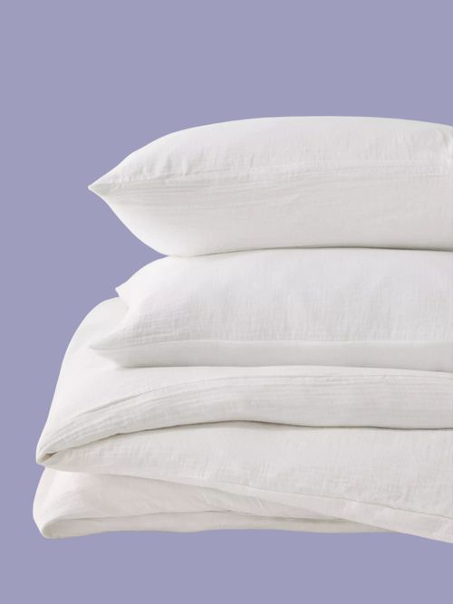 Cotton Muslin Duvet Cover Set, White