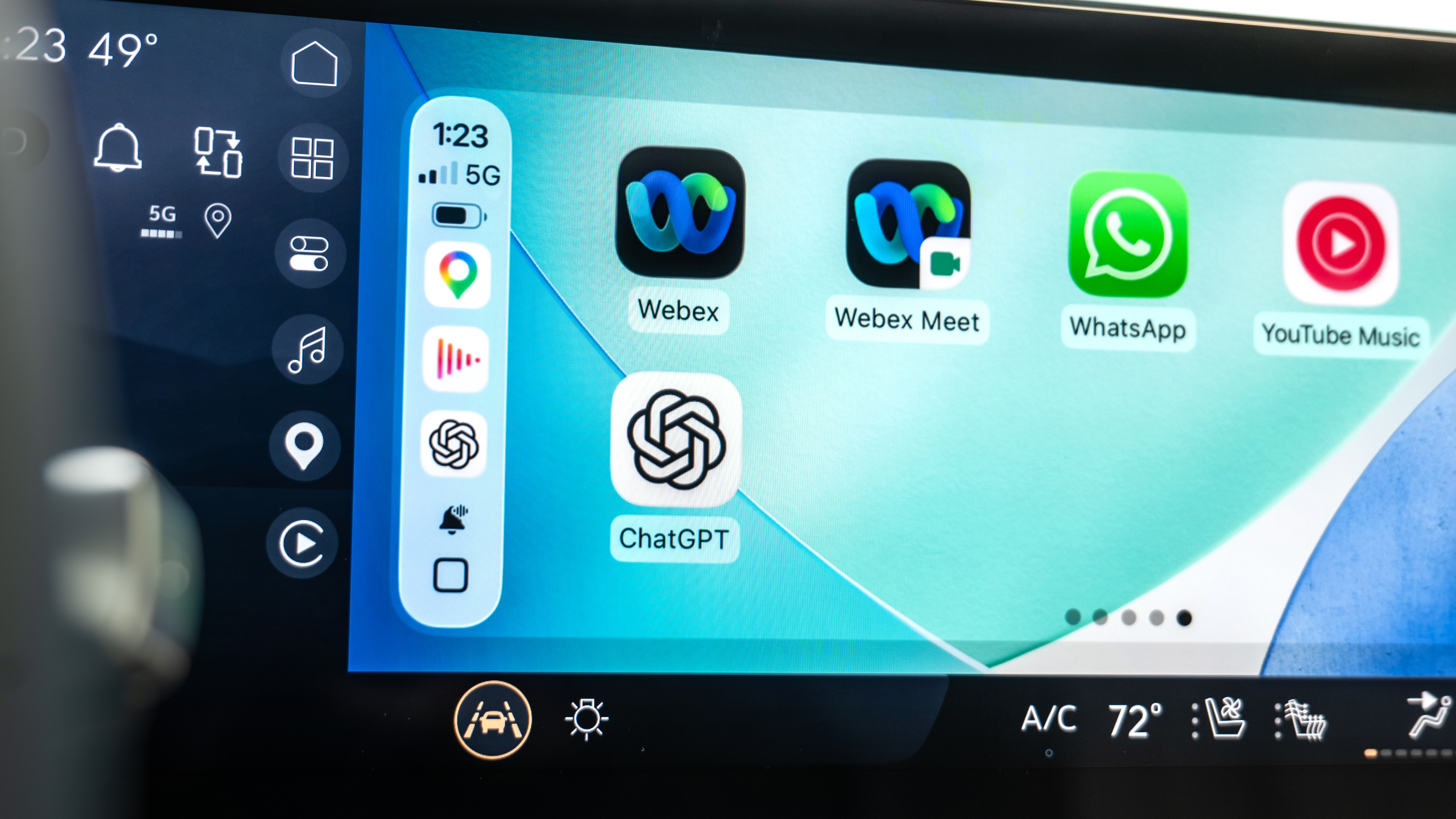 CarPlay in iOS 26.5 beta 1 showing on a screen.
