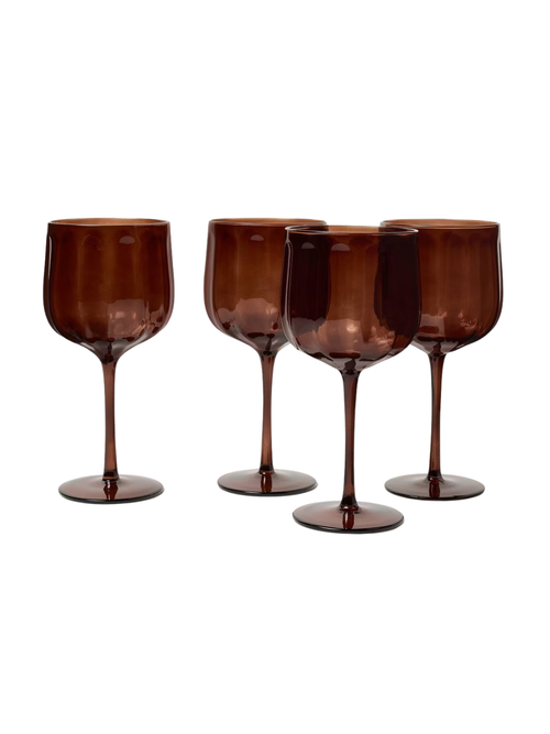 Set of 4 16oz Wine Glasses Brown 