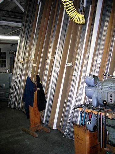 Seven works with titanium, steel, and carbon. Most frames begin life in these raw stock hoppers.