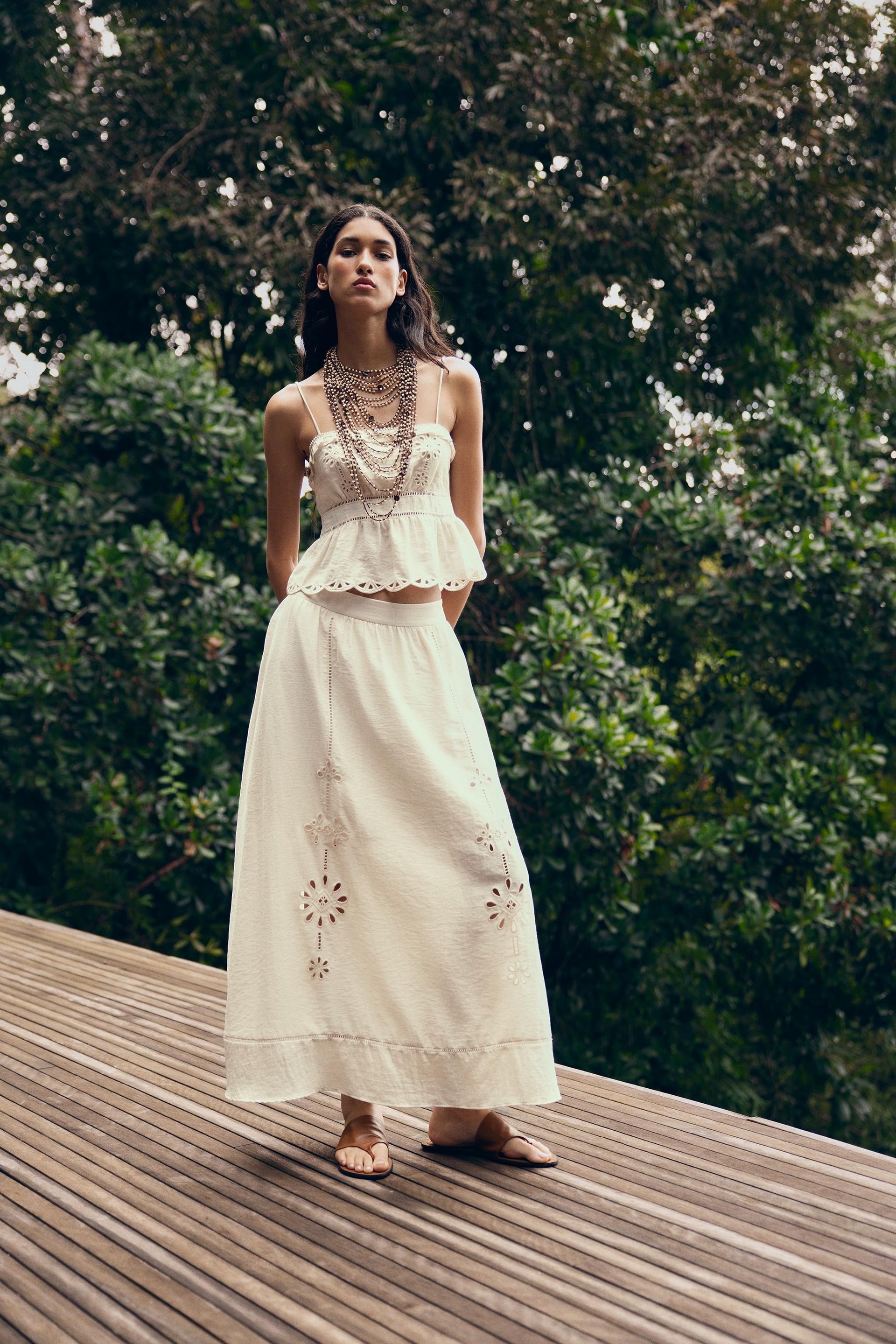 Cutwork Embroidery Midi Skirt