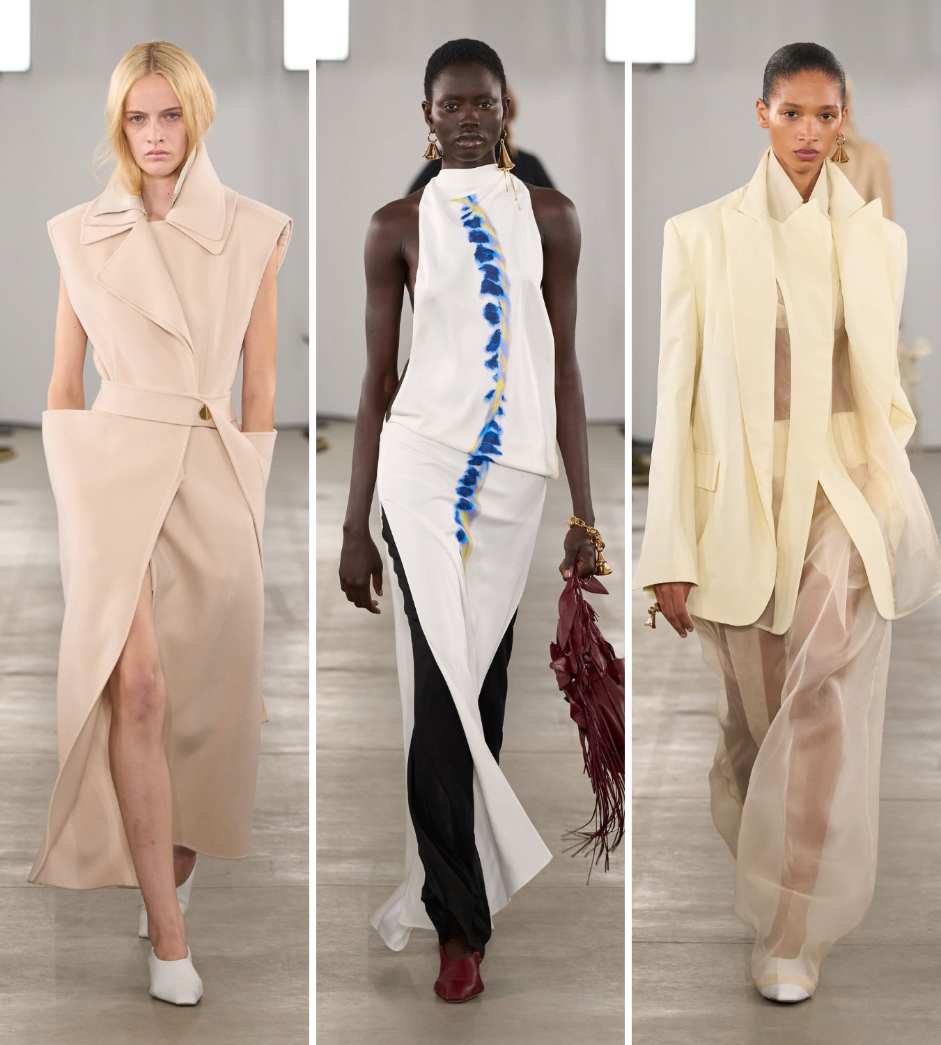 three models walk the sportmax ss26 show during milan fashion week