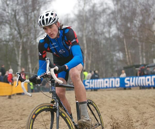 Sean Worsech, wearing his new national team jersey, enters the deep sand at the Hofstade World Cup.