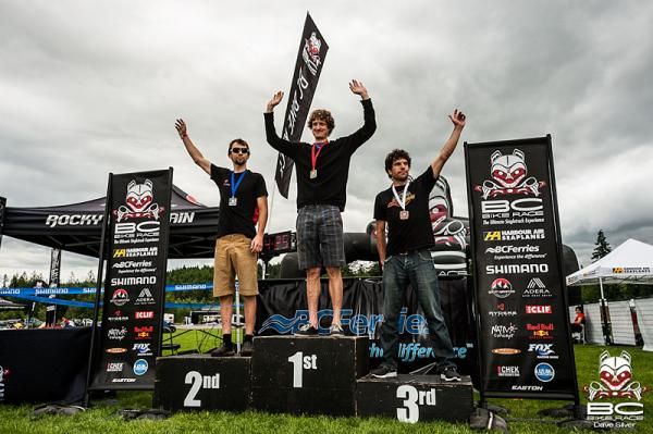 Elite men's podium on day 1 at BC Bike Race