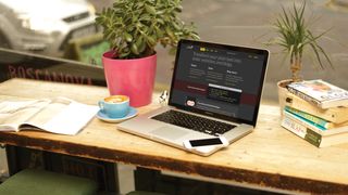 Laptop in a delightful coffee shop