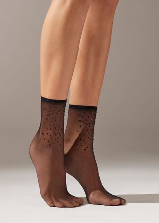 Calzedonia Sheer Short Socks with Rhinestones