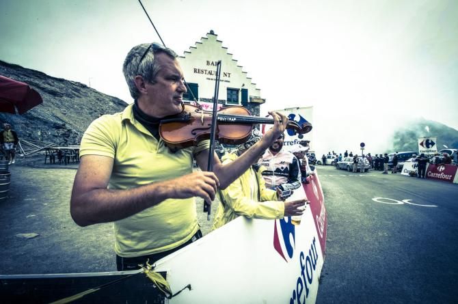 Music to my ears - Top of the Tourmalet playing a tune - Here's a catchy little number - is that Tchaikovsky? Oh no.. Right said Fred...