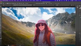 Photo of hiker in Photoshop interface