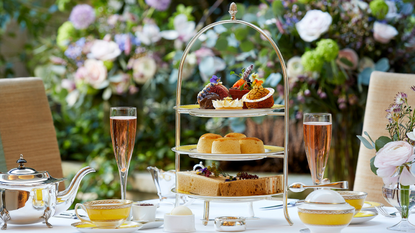 Afternoon tea laid on a table at The Goring. 