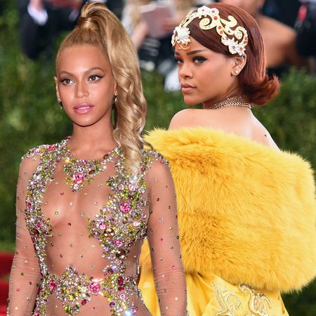 Beyonce and Rihanna before the 2015 met gala to illustrate a guide to the best met gala looks of all time
