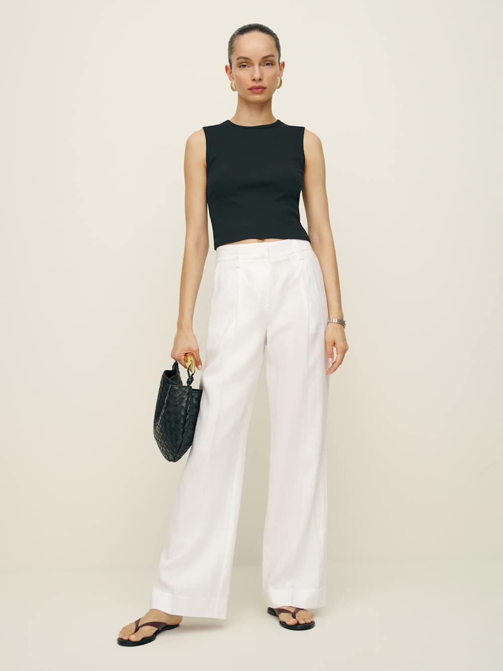 Alex Linen Mid Rise Cropped Pant