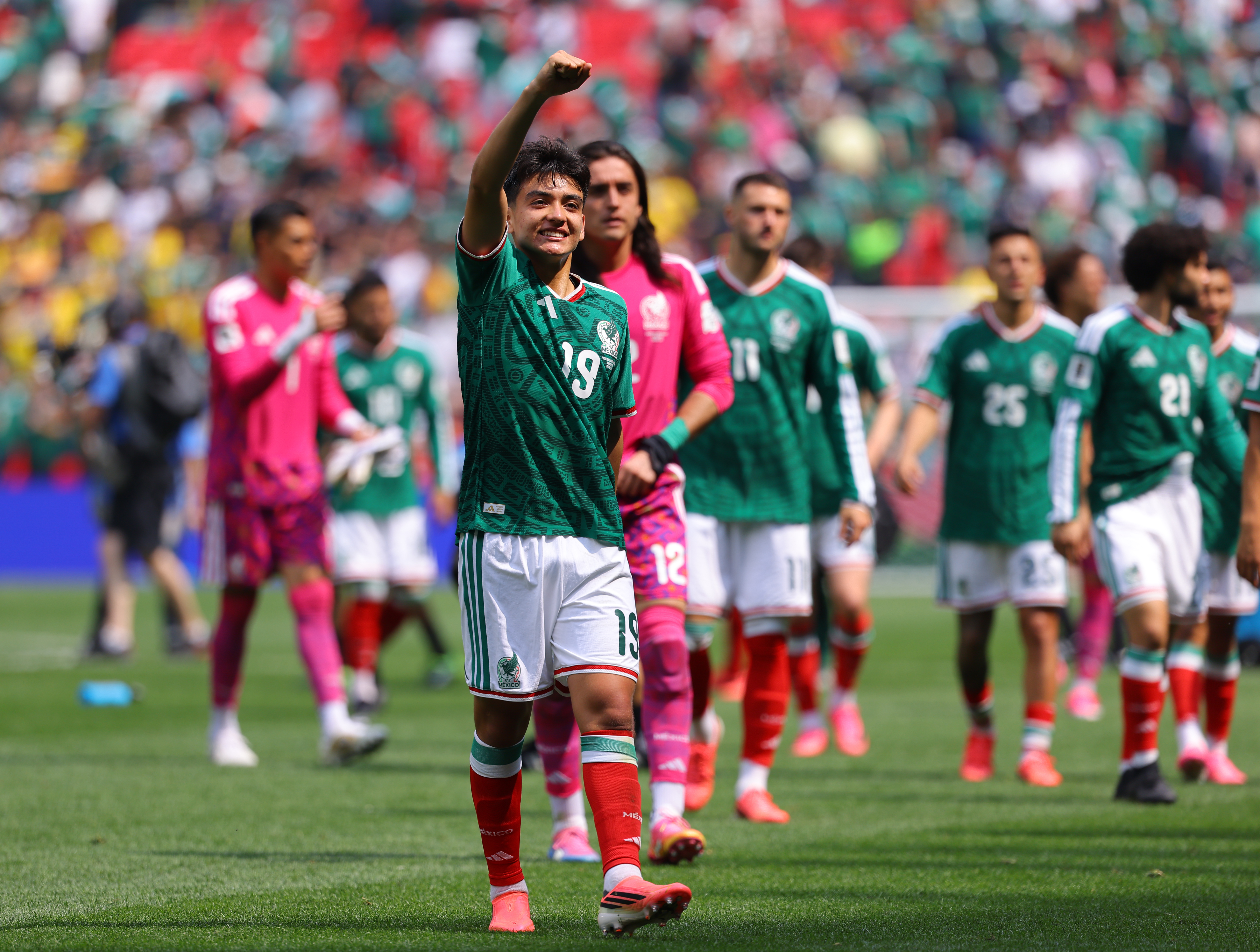 MEXICO CITY, MEXICO - JUNE 11: Gilberto Mora of Mexico celebrates after the FIFA World Cup 2026 Group A match between Mexico and South Africa at Mexico City Stadium on June 11, 2026 in Mexico City, Mexico. (Photo by MB Media/Getty Images)