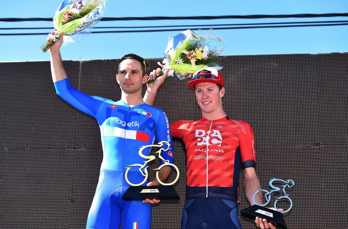 Jakub Mareczko (Team Italy) with Jason Lowndes (Drapac)