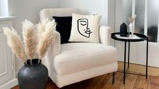 Living room with white accent chair 