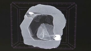 X-rays revealed diamond walls surrounding an air pocket, with a smaller diamond resting within.