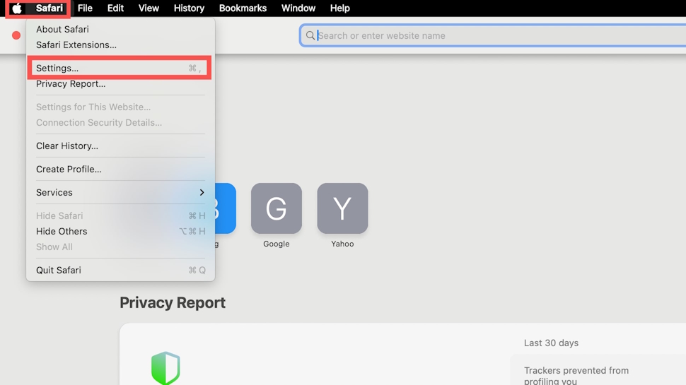 How to access the Settings menu on Safari