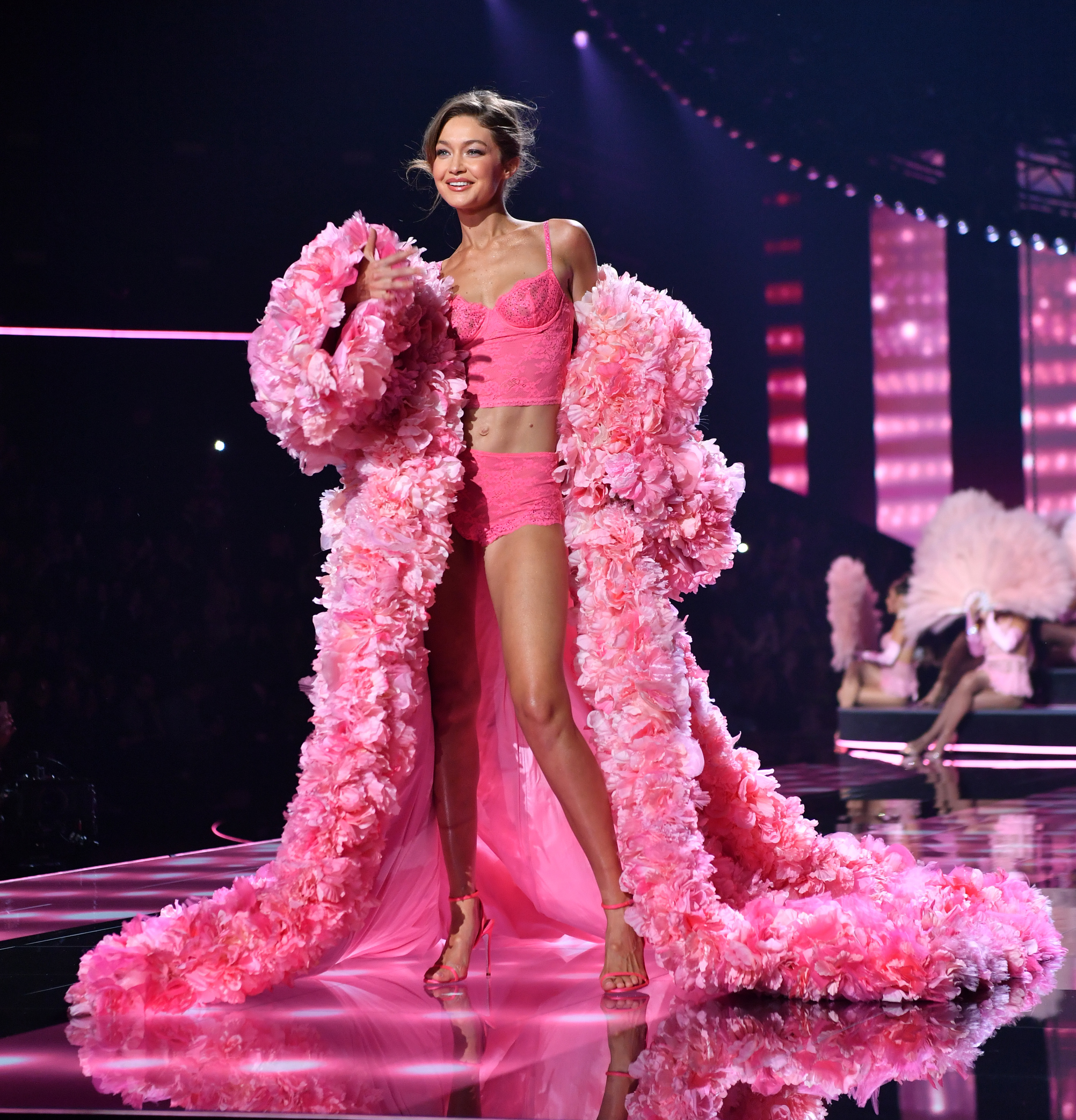 Model on the victoria&#039;s secret fashion show runway 2025.