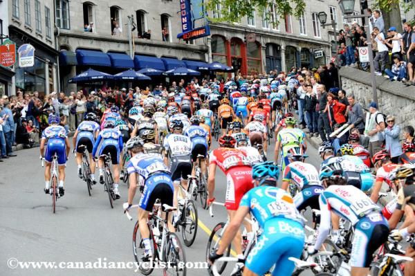 The peloton climbs upward
