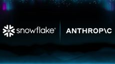 Snowflake and Anthropic logos pictured side by side with aurora borealis lights in corners of image.