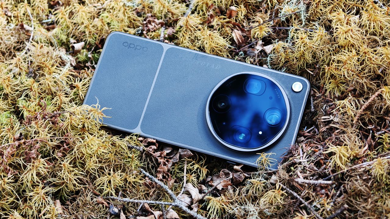 Oppo Find X9 Ultra phone on a mossy bed