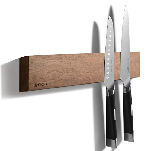 Linoroso 42 Cm Magnetic Knife Rack - Powerful Acacia Wood Magnetic Knife Holder Knife Strip for Wall Kitchen Knives &amp;amp; Tools