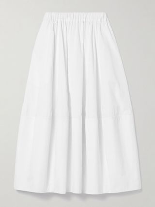 Paneled Cotton-Poplin Midi Skirt