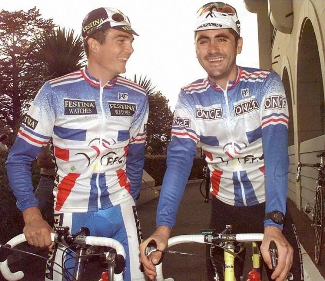 1997 Worlds: France's Richard Virenque and Laurent Jalabert in San Sebastian, Spain, for the world championships