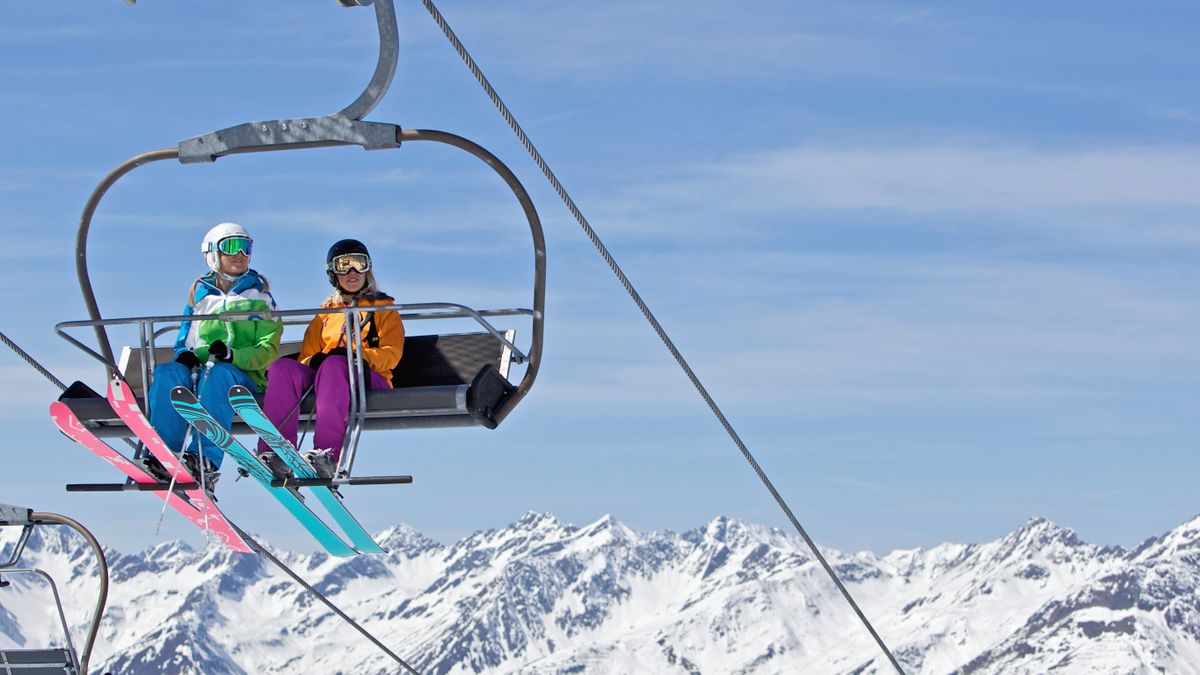 Two women on ski lift