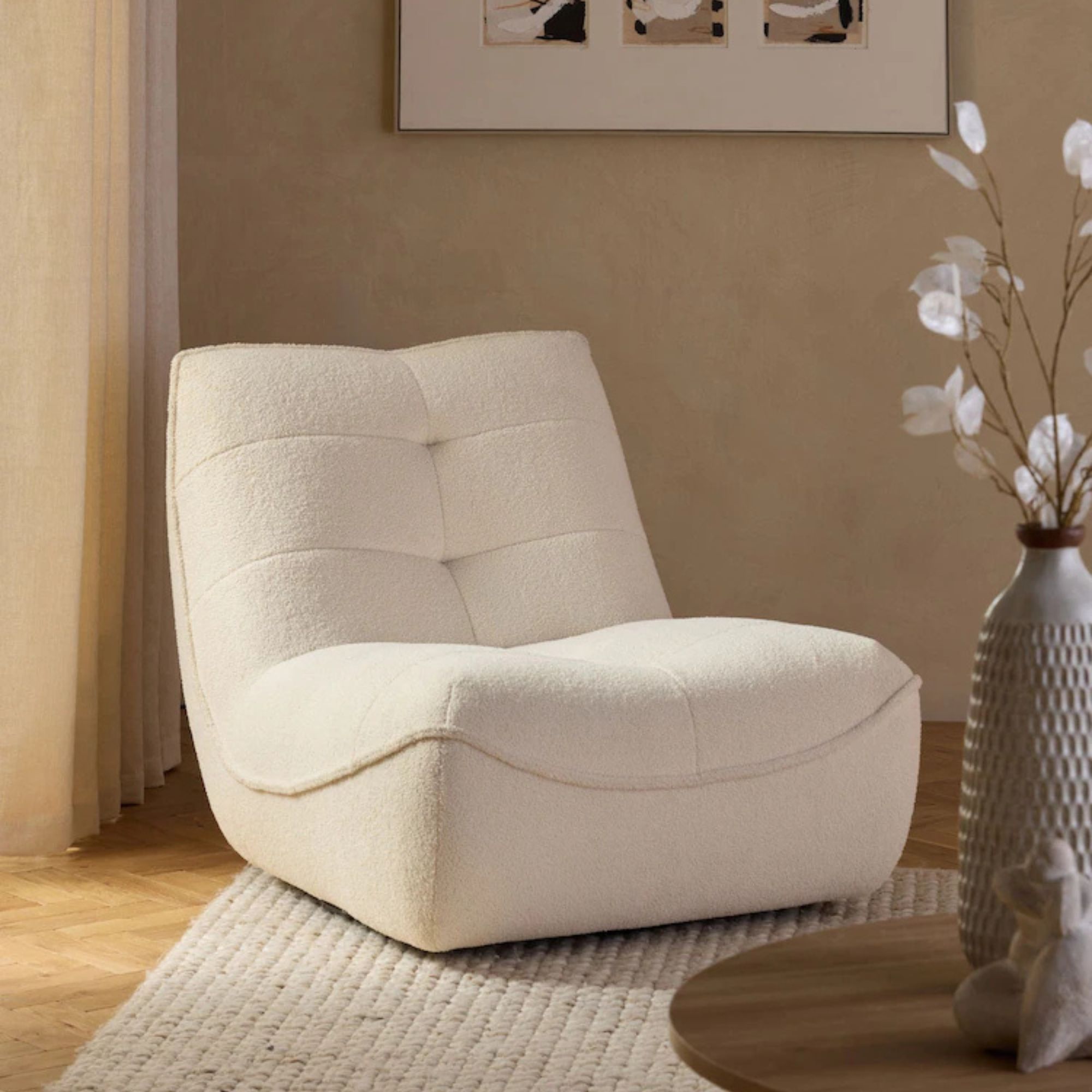 Next, Soft Cosy Boucle Ivory Natural Lucca Swivel Accent Chair