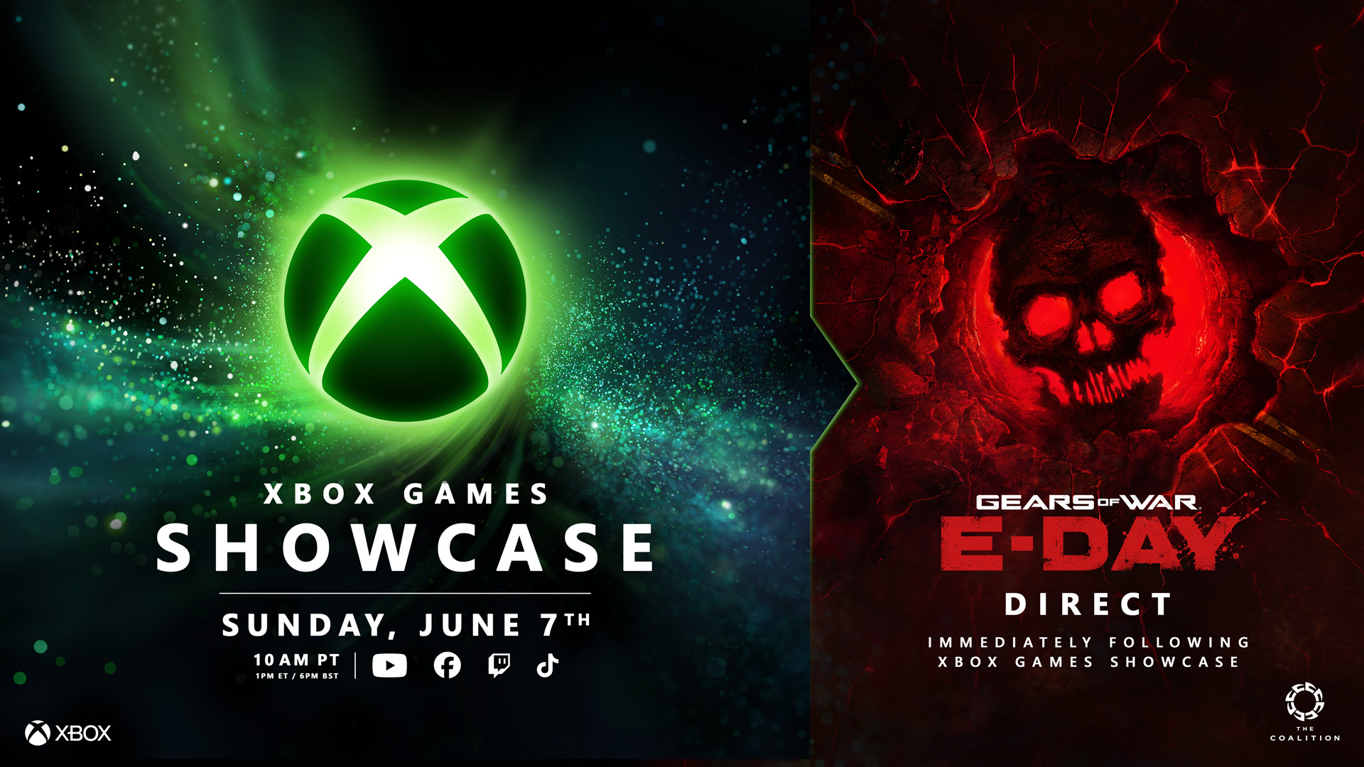 The logo for the Xbox Games Showcase and Gears of War E-Day Direct on June 7