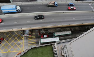 Birdseye view of busy road