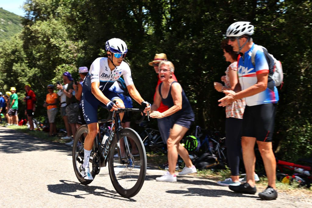CARCASSONNE FRANCE JULY 09 Omer Goldstein of Israel and Team Israel StartUp Nation in the Breakaway during the 108th Tour de France 2021 Stage 13 a 2199km stage from Nmes to Carcassonne Fans Public LeTour TDF2021 on July 09 2021 in Carcassonne France Photo by Michael SteeleGetty Images