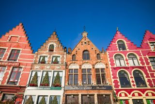 Belgium, Bruges, The Markt, market square buildings