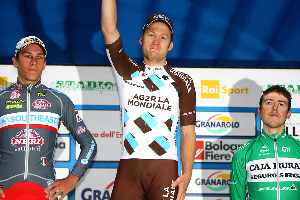 Jan Bakelants (G2R La Mondiale) on the Giro dell'Emilia podium