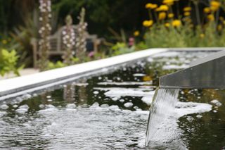 Contemporary water feature in a garden