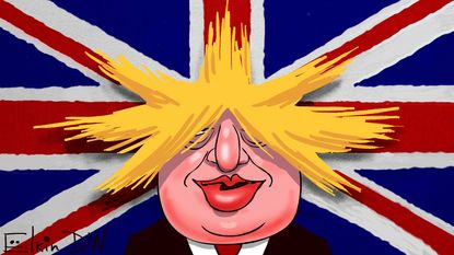 Political Cartoon World Boris Johnson hair brexit Union Jack