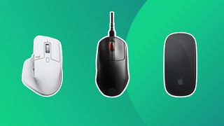 Three of the best mouse for Mac options on a green background
