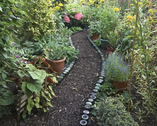 pathway with bottle edging