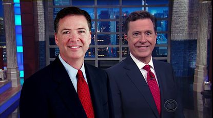 Stephen Colbert dressed up as James Comey for Halloween