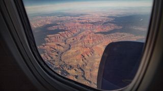 Grand Canyon as seen from an airplane 37,000 feet above sea level