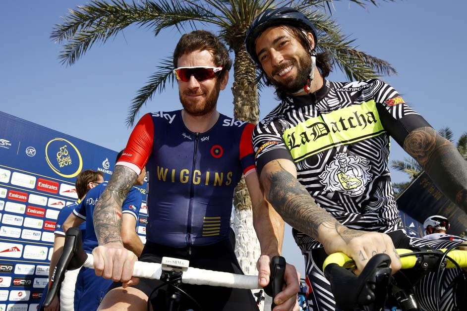 Bradley Wiggins with Vittorio Brumotti