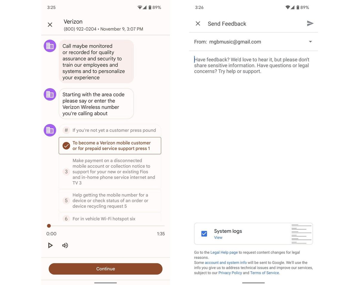 DIRECT MY CALL ANDROID visual data 4