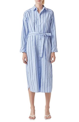 Stripe Long Sleeve Maxi Shirtdress