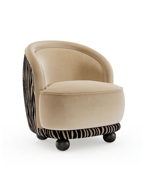 Amina Cut Velvet Zebra Print Ball Foot Tub Chair