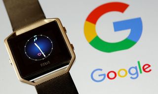 fitbit uses with fitbit blaze and google logo