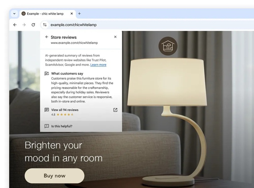 Google Chrome is receiving its "Store Reviews" update, which brings an AI-generated summary of a store's performance from customers, sourced from several places.