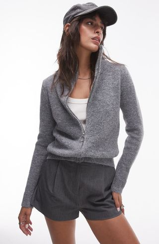 Fluffy Zip Cardigan