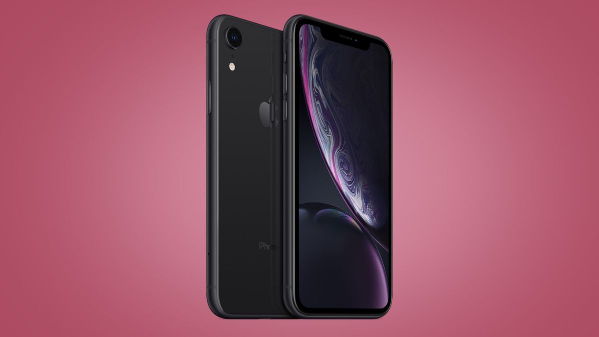 An iPhone XR in black, from the front and back