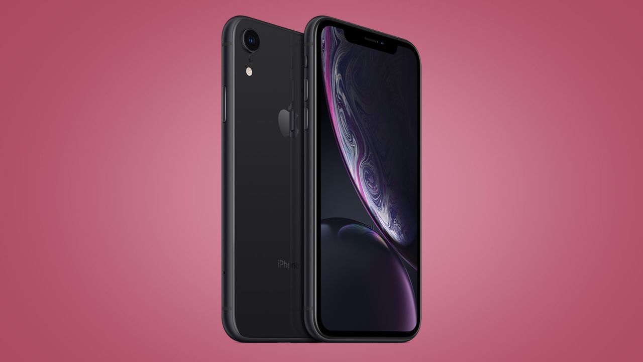 An iPhone XR in black, from the front and back